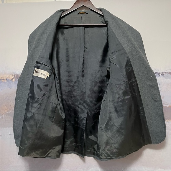 Vintage LEVIS Panatela Gray Sport Coat 44R Blazer Marled Gold Buttons Preppy 70s - Picture 2 of 14